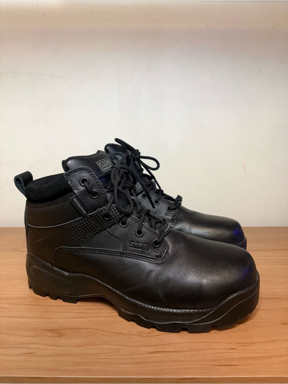 5.11 Boots Mens 11 ATAC 6” Low Tactical Boots Black Leather Lace Up Side Zip